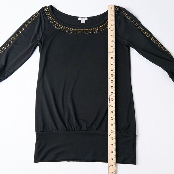 Vintage Cache Womens S Going Out Top Black Embellished Tunic Y2K Clubwear Glam - Picture 4 of 11